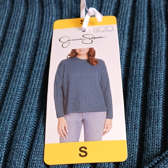 Jessica Simpson Teal Ribbed Crewneck Sweater - Picture 5 of 6